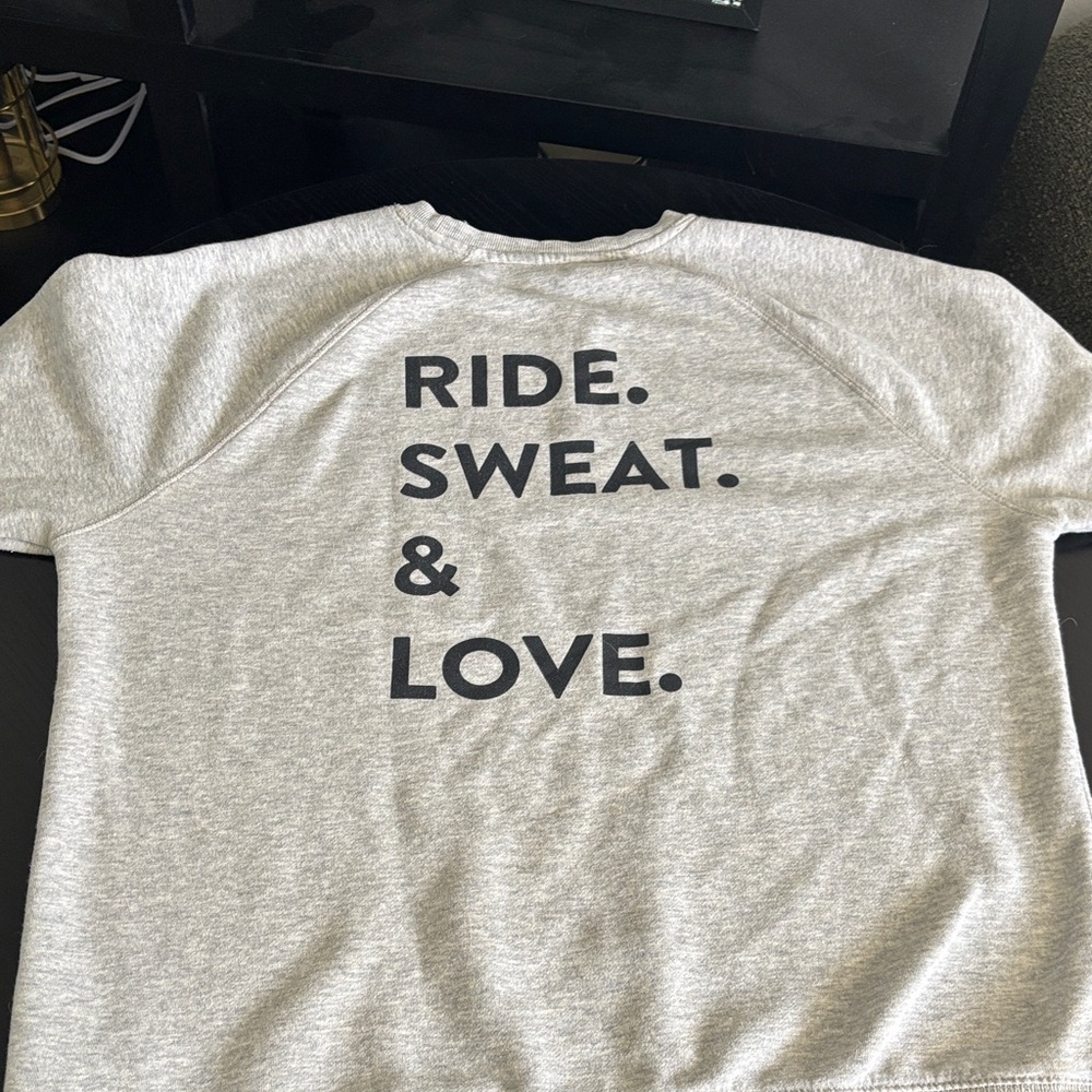 Gray PELOTON Sweatshirt with RIDE SWEAT & LOVE.